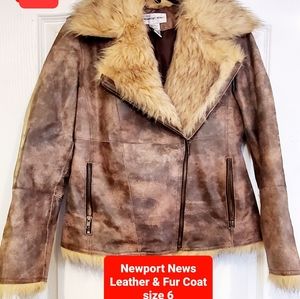 Newport News Leather & Fur Coat